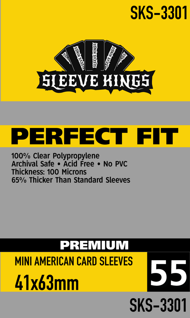 Perfect Fit Premium Mini American Card Sleeves (41x63mm) -55 Pack, 100 Microns (SKS-3301)