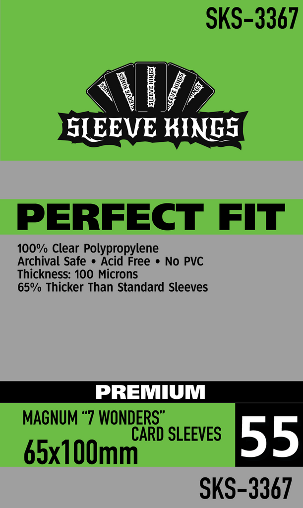 Perfect Fit Prem Magnum "7 Wonders" Card Sleeves (65x100mm) - 55 Pack, 100 Microns (SKS-3367)