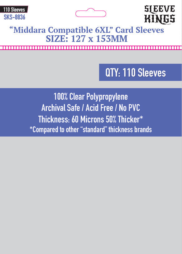 Sleeve Kings "Middara Compatible 6XL" Card Sleeves (127 x 153) - 110 Pack, SKS-8836