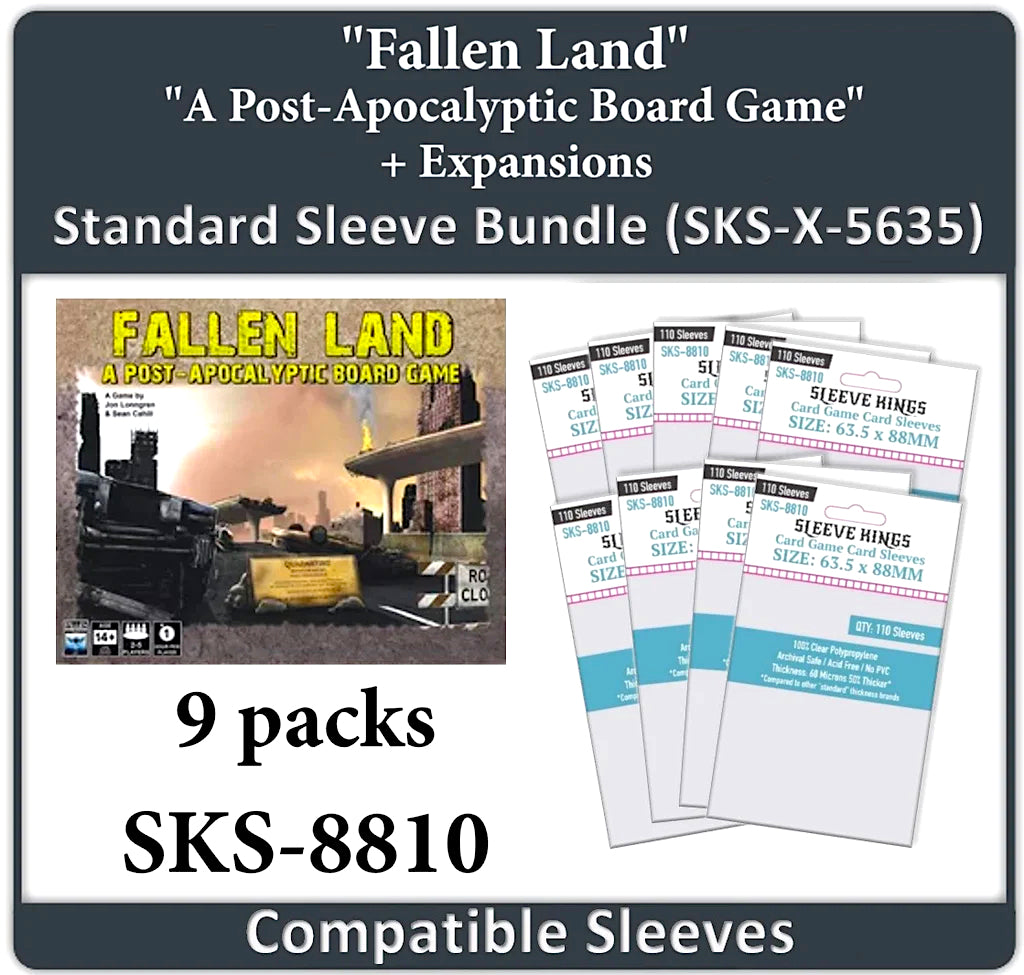 "Fallen Land: A Post Apocalyptic Board Game" + Expansions Compatible Card Sleeve Bundle (8810 X 9)