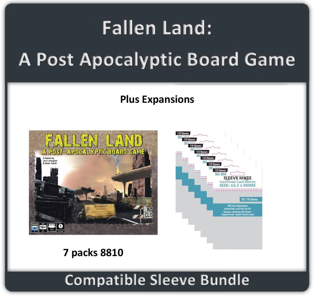 "Fallen Land: A Post Apocalyptic Board Game" + Expansions Compatible Card Sleeve Bundle (8810 X 7)