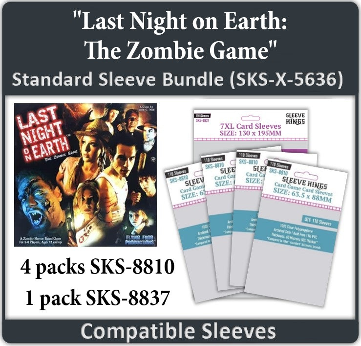 "Last Night on Earth: The Zombie Game" + Expansions Compatible Sleeve Bundle (8810 x 4, 8837 x 1)