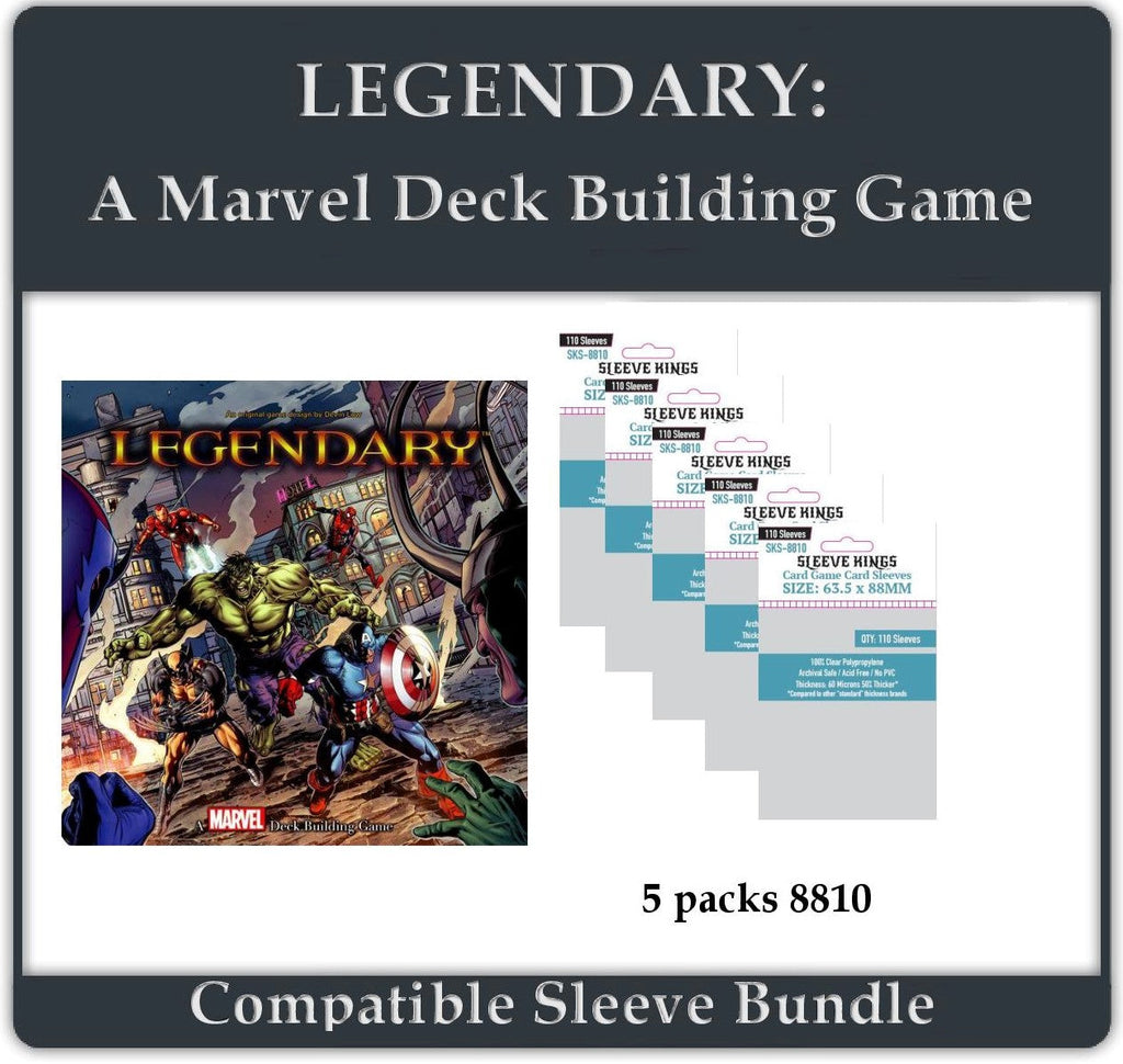 "Legendary: A Marvel Deck Building Game" (Base Game) Compatible Sleeve Bundle (8810 X 5)