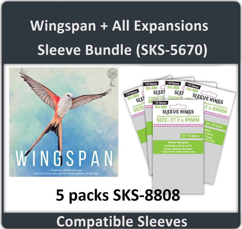 "Wingspan" + All Expansions Compatible Sleeve Bundle (8808 X 5)