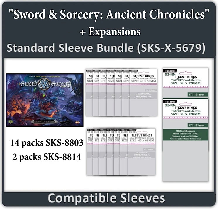 "Sword & Sorcery: Ancient Chronicles" + Expansions Compatible Sleeve Bundle (8803 X 14 + 8814 X 2)