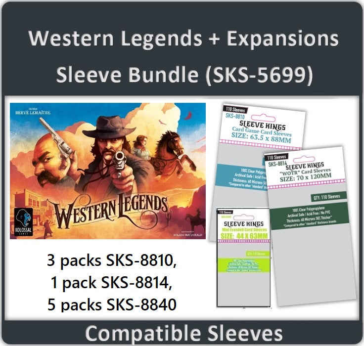 "Western Legends" + Expansions Compatible Card Sleeve Bundle (SKS-8810 X 3 + SKS-8814 X 1 + SKS-8840 X 5)