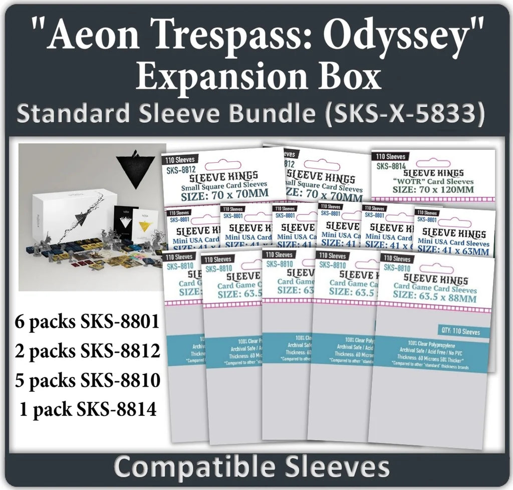 Aeon Trespass: Odyssey- Expansion Box Compatible Card Sleeve Bundle (8801 x 6, 8810 x 5, 8812 x 2, 8814 x 1)